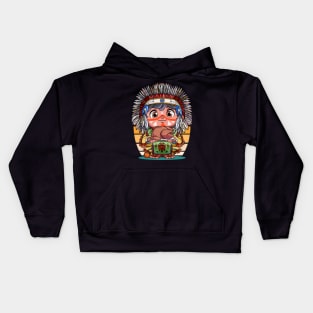 Funny Thanksgiving Native American Boy Pumpkin Turkey Kids Hoodie